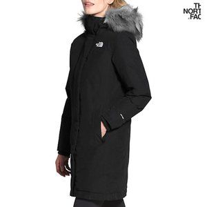 NORTH FACE  Women's Arctic Parka Small Black Coat Faux Fur 550 Down EUC